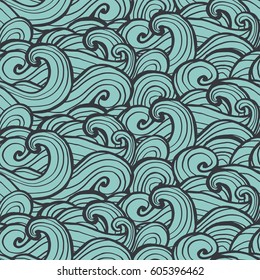 Seamless pattern with waves. Design for backdrops with sea, rivers or water texture.