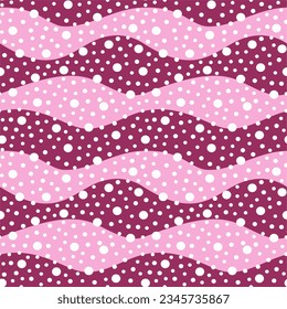 Seamless pattern with waves and dots. Abstract background. Vector illustration. Design for web, wrapping, wallpaper, textile, fabric, print, fashion.