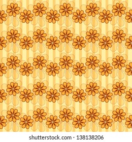 Seamless pattern with waves of flowers, endless background textures