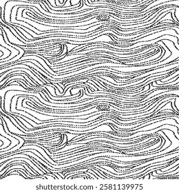 Seamless pattern with waves - hand drawn black and white vector illustration.