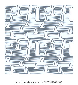 Seamless pattern with waves and impulses. Design for backdrops with sea, rivers or water texture.