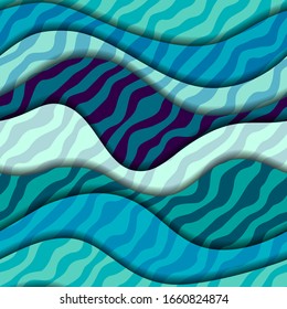 Patrón sin problemas. Patrón de ondas de estilo marino. Ilustración vectorial.