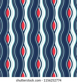 Seamless pattern with waves. Periodic surface oscillations. Pattern for fabrics and packaging.