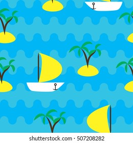 seamless pattern waves of the sea with islands