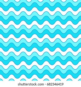 Seamless pattern from waves of various shades of blue