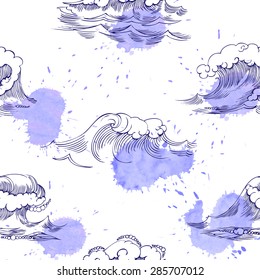 Seamless pattern with waves. Vector Illustration