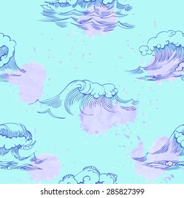 Seamless pattern with waves. Vector Illustration