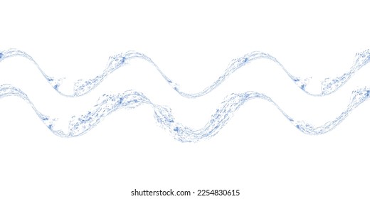 Patrón sin inconvenientes con las olas. El pincel de mano ondulada tiene trazos en blanco. Textura de grano azul. El agua del océano se desploma. Perfecto como papel envolvente, papel pintado. Ondas vectoriales configuradas para el diseño de verano