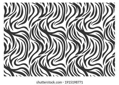 Seamless Pattern With Waves Or Zebra Skin. Repeating Texture. Figure For Textiles. Surface Design.