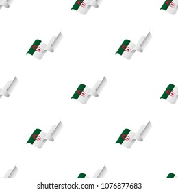 Seamless pattern with waving flag. Algeria flag. Vector illustration.