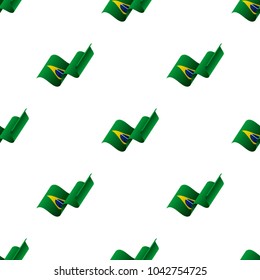 Seamless pattern with waving flag. Brazil flag. Vector illustration.