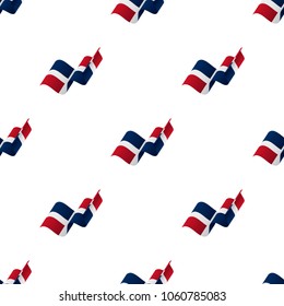 Seamless pattern with waving flag. Dominican Republic flag. Vector illustration.