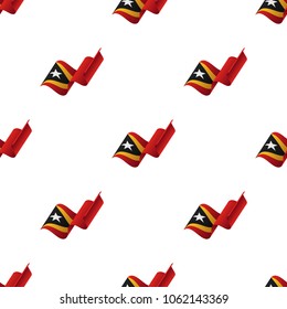 Seamless pattern with waving flag. East Timor flag. Vector illustration.