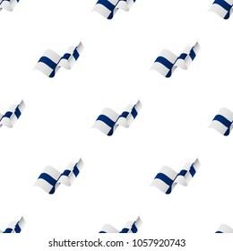 Seamless pattern with waving flag. Finland flag. Vector illustration.