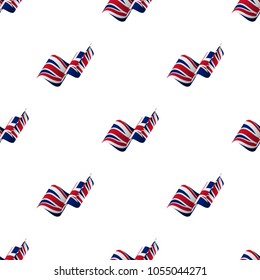 Seamless pattern with waving flag. Flag of Great Britain. Vector illustration.