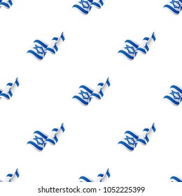 Seamless pattern with waving flag. Israel flag. Vector illustration.