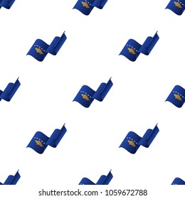 Seamless pattern with waving flag. Kosovo flag. Vector illustration.