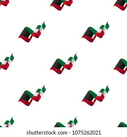 Seamless pattern with waving flag. Kuwait flag. Vector illustration.