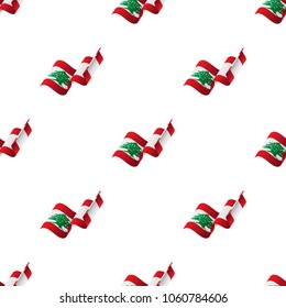 Seamless pattern with waving flag. Lebanon flag. Vector illustration.