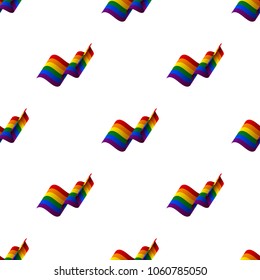 Seamless pattern with waving flag. LGBT flag. Rainbow flag. Vector illustration.