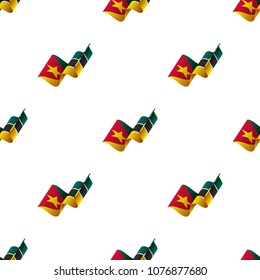 Seamless pattern with waving flag. Mozambique flag. Vector illustration.