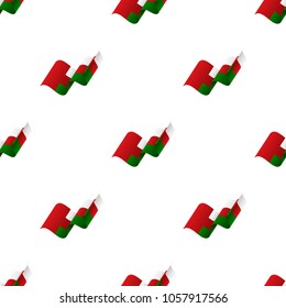 Seamless pattern with waving flag. Oman flag. Vector illustration.