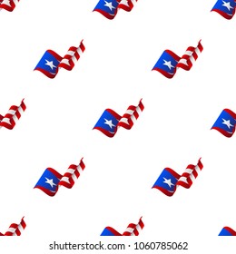 Seamless pattern with waving flag. Puerto Rico flag. Vector illustration.