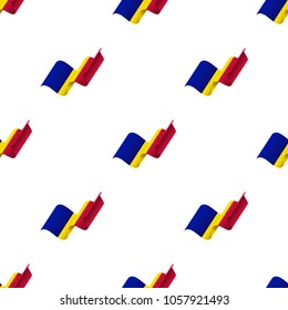 Seamless pattern with waving flag. Romania flag. Vector illustration.