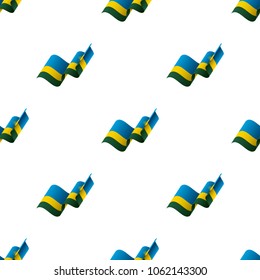 Seamless pattern with waving flag. Rwanda flag. Vector illustration.