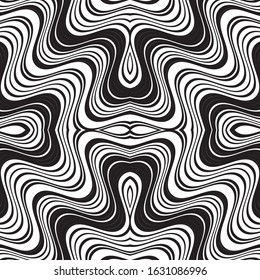 seamless pattern with wavy black lines.