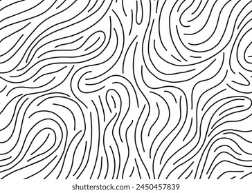 Patrón sin fisuras de líneas onduladas de garabatos. Fondo de zigzag. Pinceladas de garabato negro dibujadas a mano y líneas curvas. ilustración de boceto de Vector