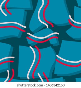 Seamless pattern of wavy figures and lines