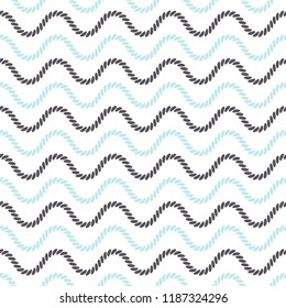 Seamless pattern with wavy forms. Curved threads and ropes. Optical illusion of motion.