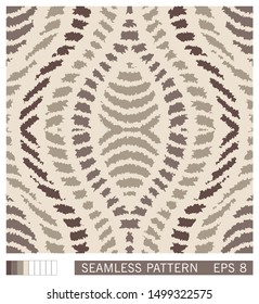 Seamless pattern with wavy grunge decor. Retro ethnic style print. Vector ornament design.