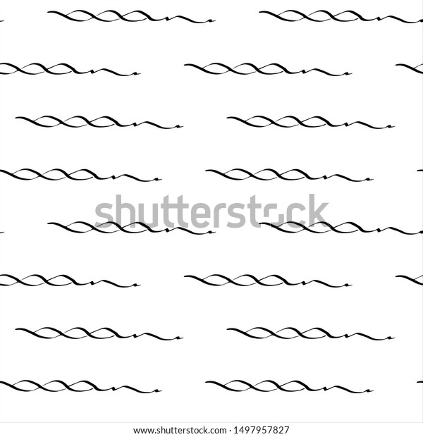 Seamless pattern with wavy ink pen drawingss.\
Doodle sketch. Black outlines on white background. Trendy texture\
for digital paper, fabric, decorative backdrops, wrapping. Vector\
illustration. EPS10