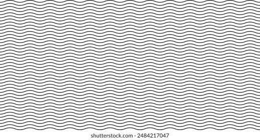 Seamless pattern with wavy lines. Black and white abstract background.