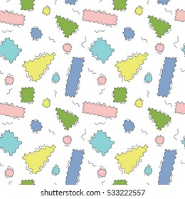 Seamless pattern with wavy lines and geometric shapes
