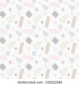 Seamless pattern with wavy lines and geometric shapes