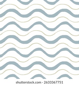 Seamless pattern pattern of wavy lines on a white background in the minimalist style. Hand-drawn vector illustration.