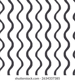 Seamless pattern pattern of wavy lines on a white background in the minimalist style. Hand-drawn vector illustration.