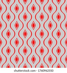 Seamless pattern of wavy lines and ovals. Geometric background.