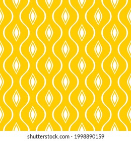 Seamless pattern of wavy lines and ovals. Geometric orange background.