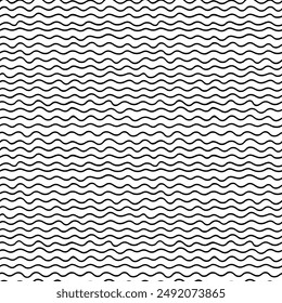 Seamless pattern, wavy lines, sea waves, hand drawn