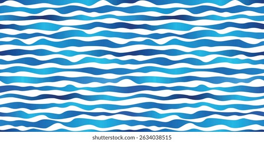Seamless pattern, wavy lines, sea waves stylization, vector background