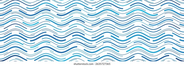 Patrón inconsútil, líneas onduladas, estilización de las olas del mar, fondo del Vector
