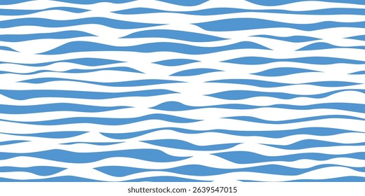 Seamless pattern, wavy lines, sea waves stylization, vector background