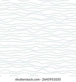Seamless pattern, wavy lines, sea waves stylization, vector background