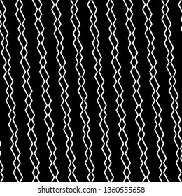 Seamless pattern. Wavy motif. Jagged lines ornament. Triangular waves background. Zigzag stripes image. Linear backdrop. Digital paper, textile print, web design. Vector.