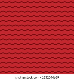 Seamless pattern of wavy red lines on a dark red background. Vector image eps
