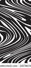 Seamless pattern with wavy stripes. Endless stylish abstract waves.  Natural stylized zebra. Brush grunge, dynamic pattern. White and black vector.